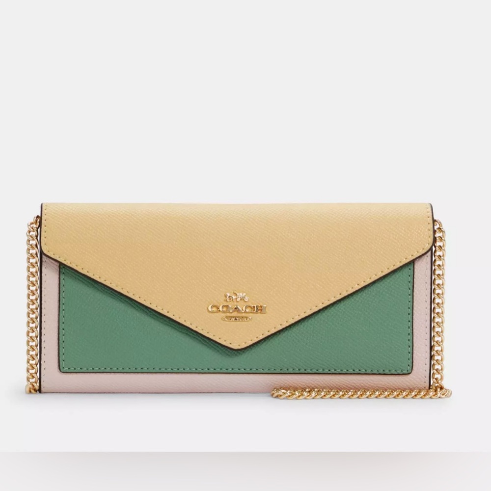 Slim Envelope Wallet With Chain In Colorblock